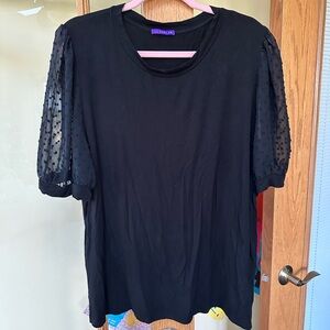 West Kei Black Blouse with Sheer Sleeves